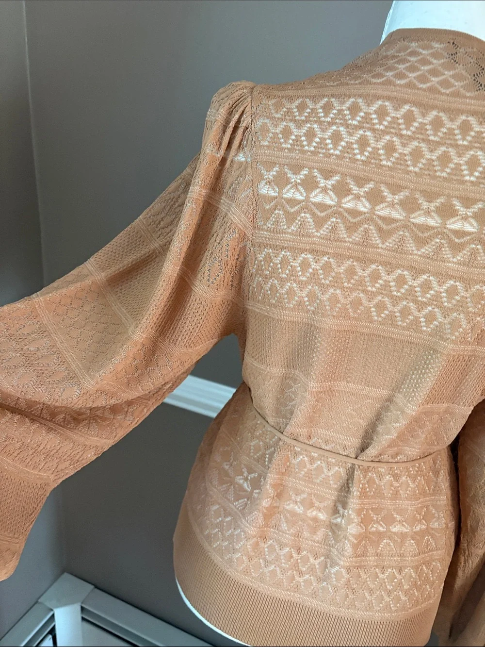 Express Textured Tie-Waist Cardigan in Camel